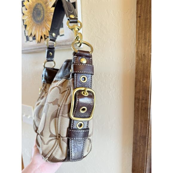 Vintage Coach Zoe Hobo Bag with Box/Dust Bag Brown Leather Chunky Brass Hardware - Picture 4 of 16